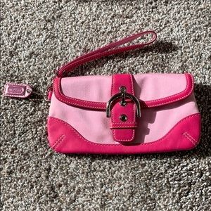 Hot pink coach wristlet